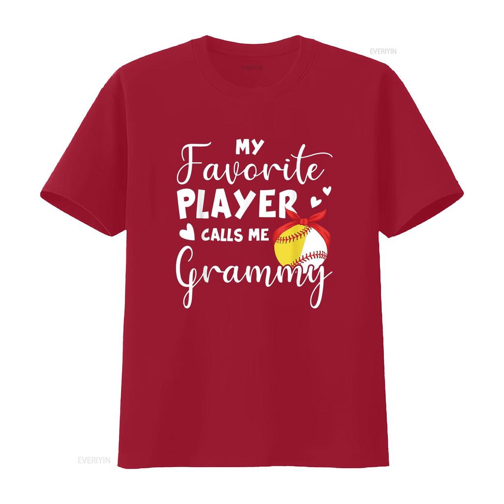 My Favorite Player Calls Me Grammy Softball Baseball T Shirt vintage Washed fashion Stretched streetwear Casual