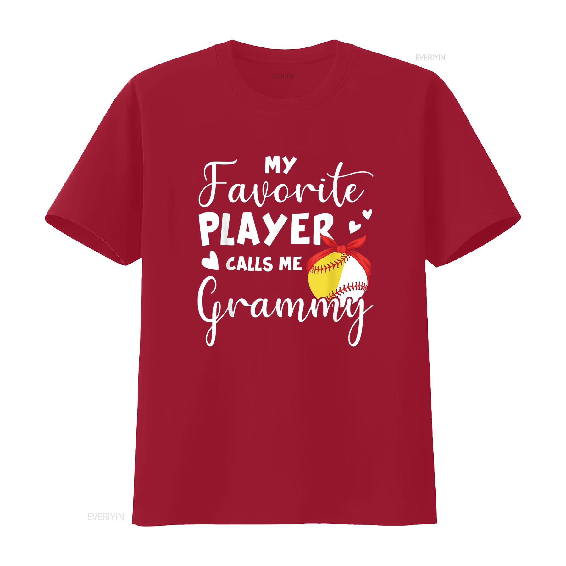 My Favorite Player Calls Me Grammy Softball Baseball T Shirt vintage Washed fashion Stretched streetwear Casual S