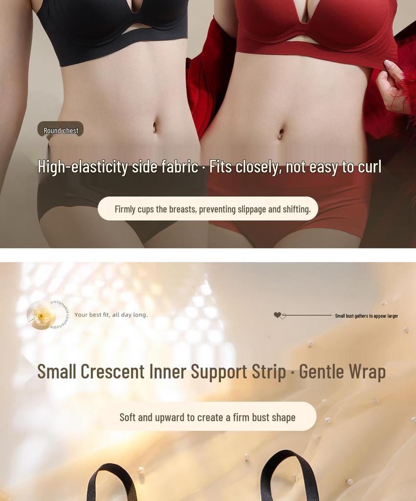 Seamless Hollow Lace Wireless Push-Up Bra for Women - Breathable, Comfortable, One-Piece Design for Small Breasts, Perfect for Summer.