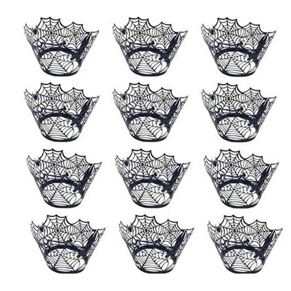 

12 шт. Хэллоуин Обертки для кексов Паутина Обертки для кексов Вкладыши для кексов Топперы для торта Декор Принадлежности для вечеринки в стиле Хэллоуин