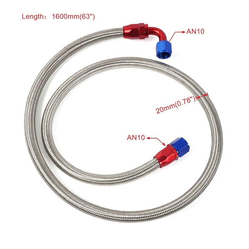 10AN 160cm Fuel Line Stainless Steel Braided Hose Kit Universal for Racing Fuel, Gas, Coolant Fuel Pump to Carburetor Line Kit