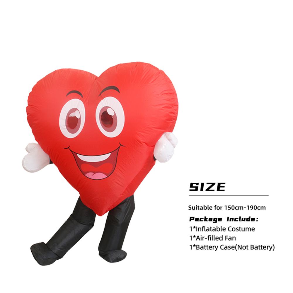 День Святого Валентина Красное Сердце Улыбающиеся Реквизиты Надувной Костюм Любви Косплей Для Взрослых Атмосфера Сценическое Выступление Реквизит Подарки One Size