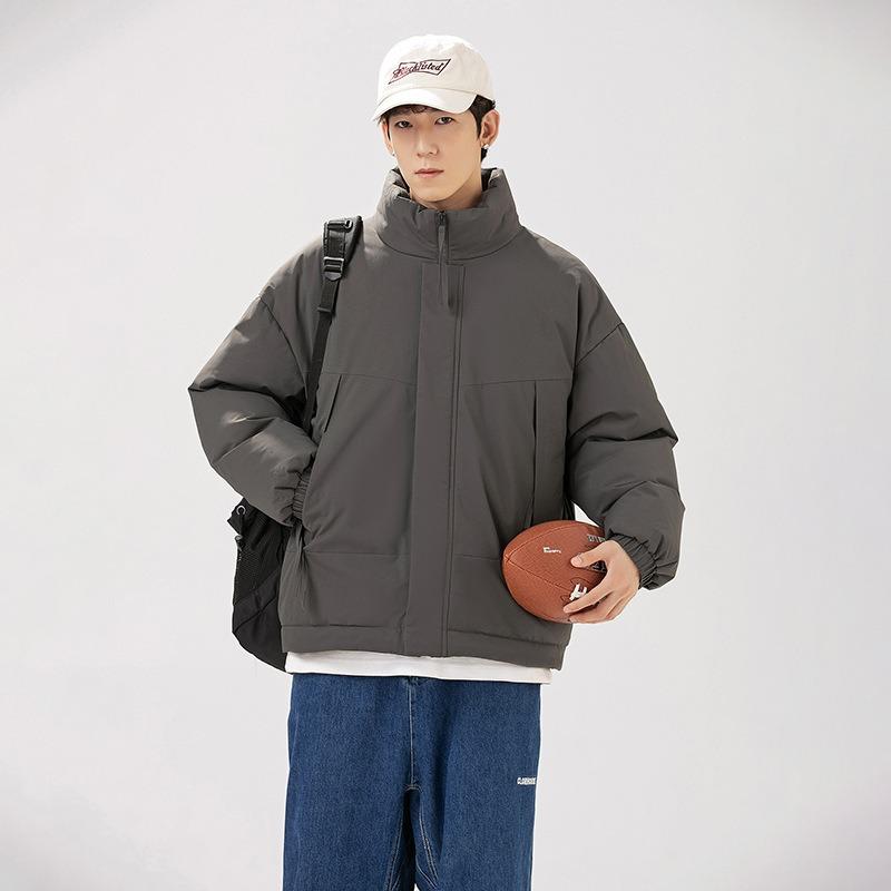 New trendy down jacket loose version new stand-up collar winter coat thickened cotton clothes men