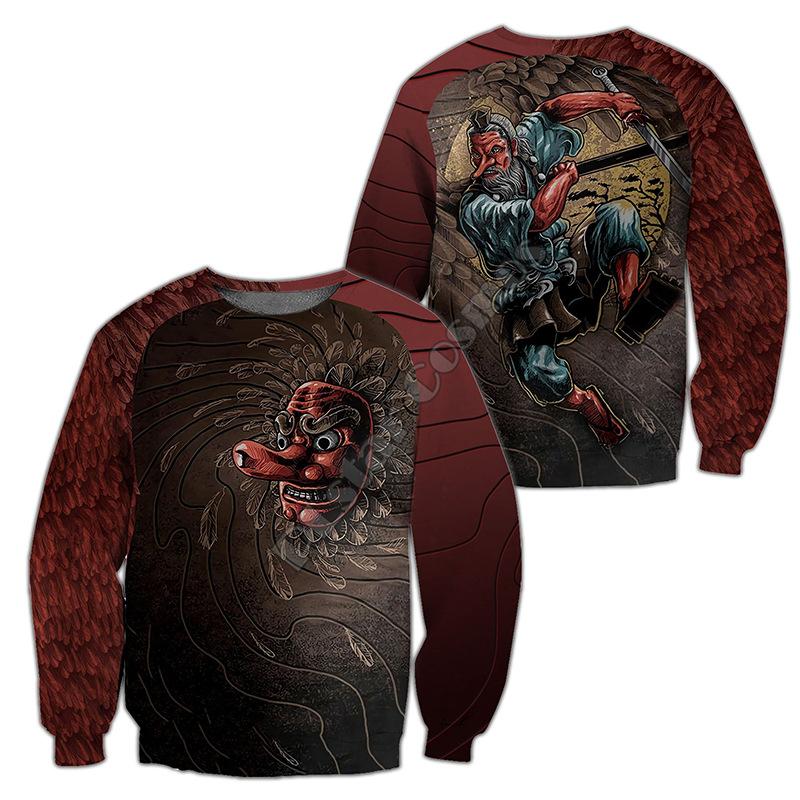 Spring and Autumn New Round Neck Sweater Fashion 3D Digital Tattoo Print Men's Long Sleeve Top