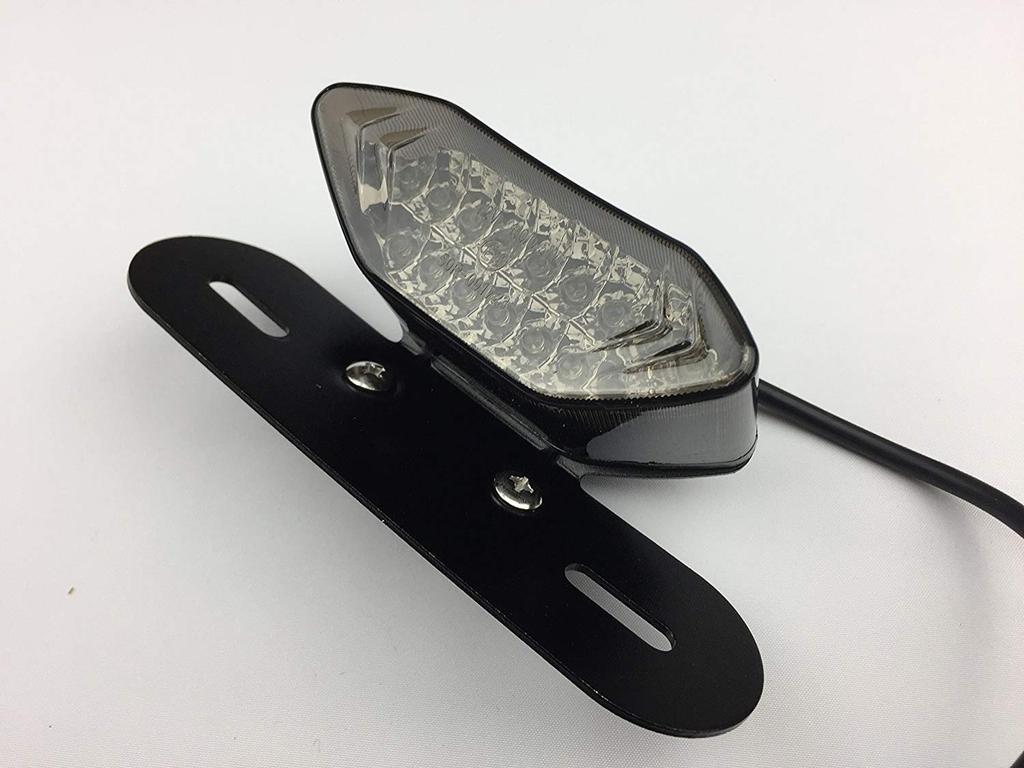 Karun Universal Motorcycle LED Tail Lamp with Turn Signal, Built-in Mini Moto License Plate Light with Stay (Smoke)