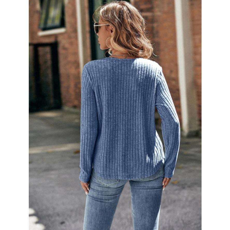 YYFS Women's Fashion Casual Spring Autumn Solid Color Print Long Sleeve O-Neck Blouses & Shirts