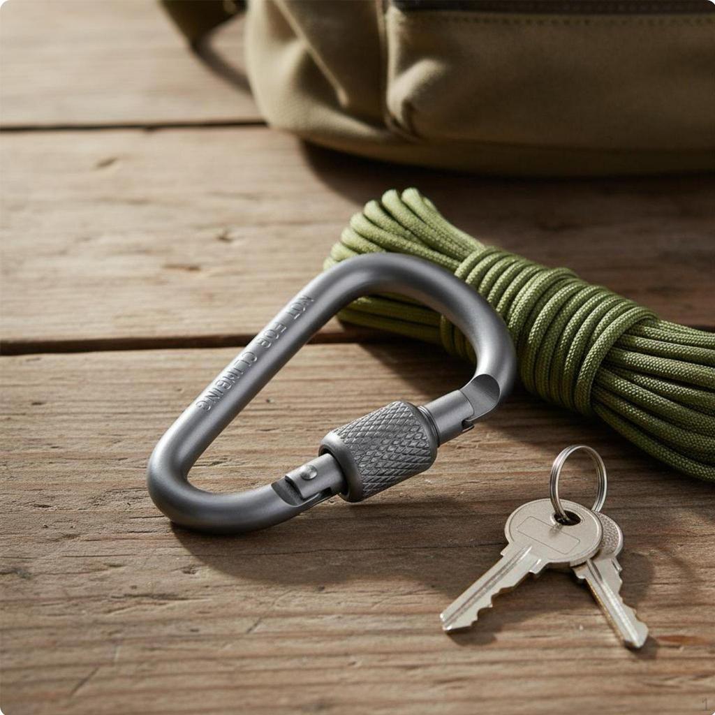 DShaped Carabiner Clip Versatile Locking Lightweight Outdoor Gear for Hikers, Campers,