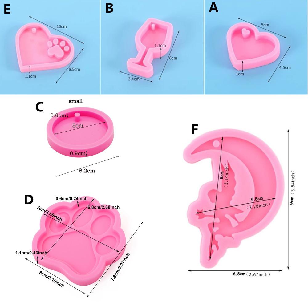 Glänzende Mond Tinker Schlüsselanhänger Form Fee Engel Pfote Herz Silikon Epoxidharzform DIY Halskette Schmuck Polymer Clay Formen