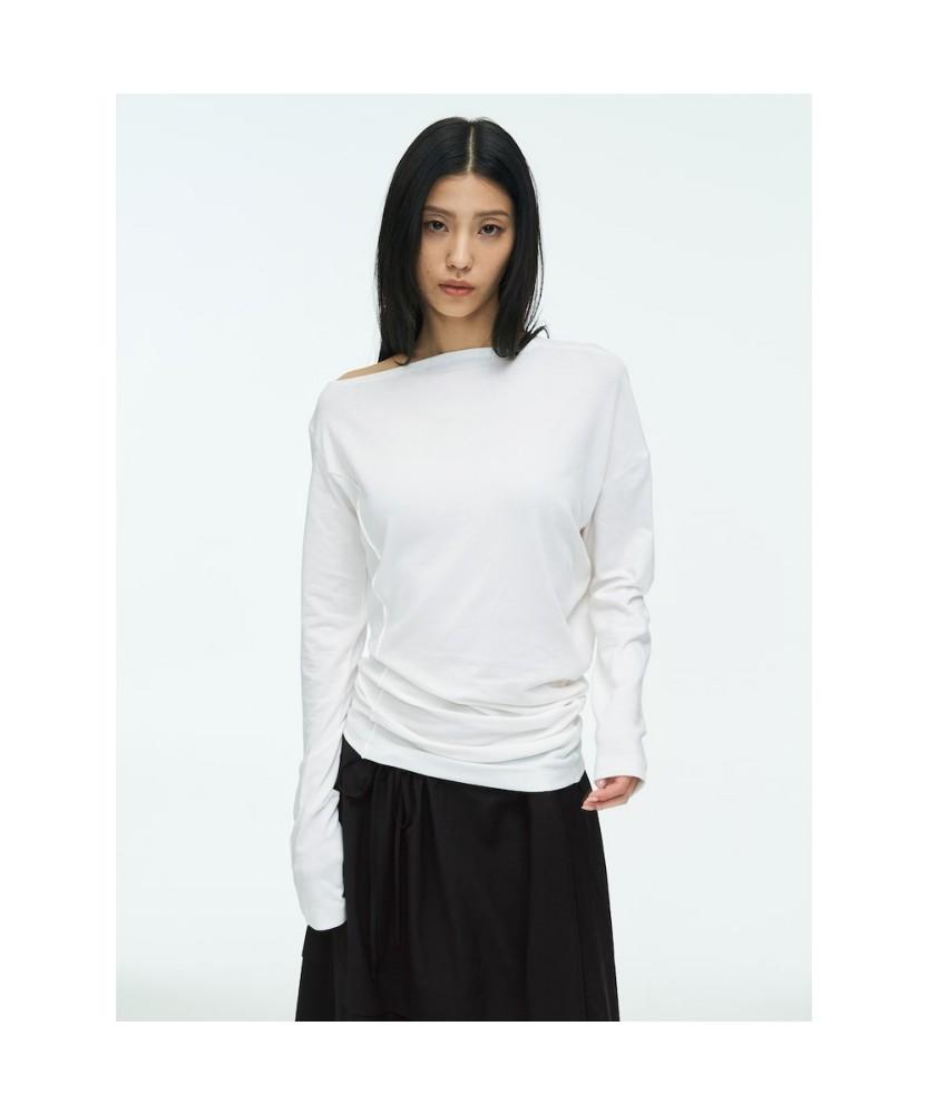 Anggae Asymmetrical Drape T-Shirt White