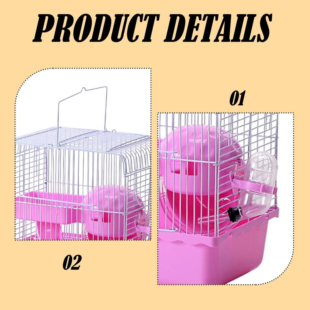 Portable Hamster Cage with Handle Gerbils Carry Case for Temporary Housing Accessories with Ventilation Small Animal Carrier