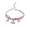 Handmade Beaded Bracelet with Elephant and Heart Key Pendant Featuring Crystal Heart Charms