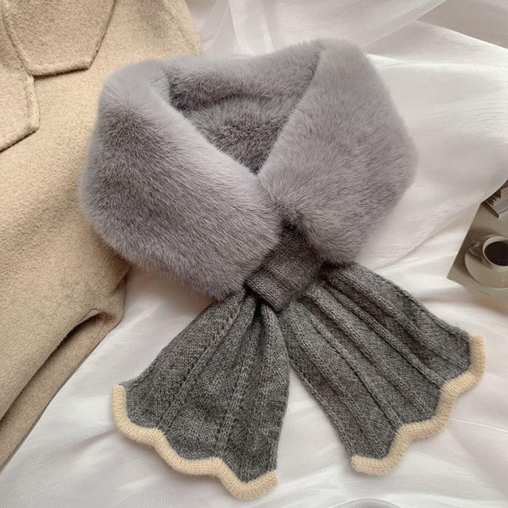 Windproof Neck Scarves Cross Wool Collar Elegant Knitted Scarf  Winter