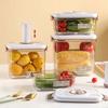 Food Vacuum Storage Box with Vacuum Pump Fridge Organizer with Removable Drain Plate Kitchen Storage Box for Vegetable and Fruit