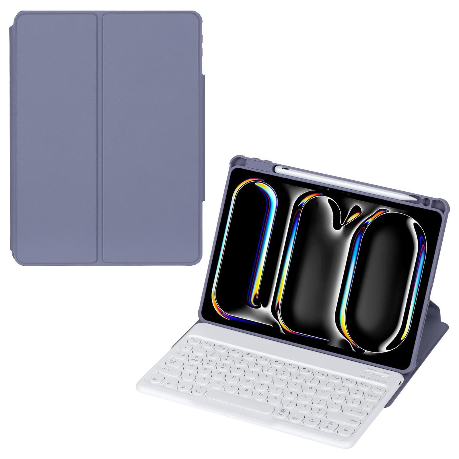 

YL13 Для iPad Pro 11 (2024) Обертова підставка з ПУ+акрилу, чохол для планшета з круглою клавіатурою Lavender Purple