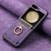 Retro PU Leather Cover for Samsung Z Flip 6 5 4 3 2 Flip6 Flip5 Flip4 Flip3 Flip2 5G Ring Card Slot Holder Wallet Phone Case