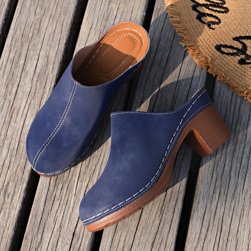 Gepolsterte Damen Sandalen Stilvolle Damen Mules mit Keilabsatz und Blumenmuster Hohl geschnittenes Obermaterial für Sommer Straßenfeste Herbstveranstaltungen