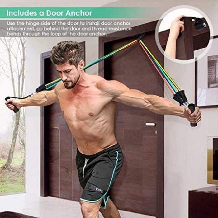 

Bandes de Resistance Elastiques Musculation Set Fitness Exercise Bandes Kit pour Fitness Yoga Gym Entraînement Hommes Femmes