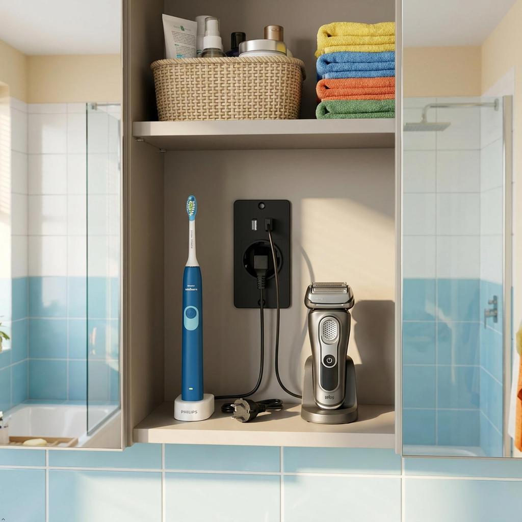 Einbau-Steckdosenleiste mit 1 AC-Steckdose 2 USB-Anschlüssen, Integrierte Schreibtisch-Steckdose mit Verlängerungskabel für Schreibtischmöbel