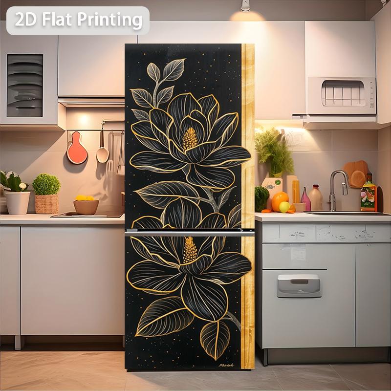 84Style Fridge Stickers Refrigerator Cover Door Landscape Plant Sea Vinyl Self Adhesive Kitchen Furniture Decor Wrap Freezer Sticker DIY