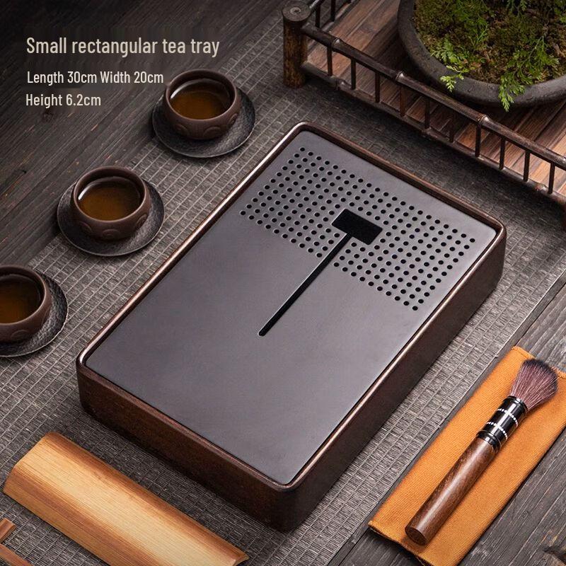 

Elegant Solid Wood Tea Tray with Water Management