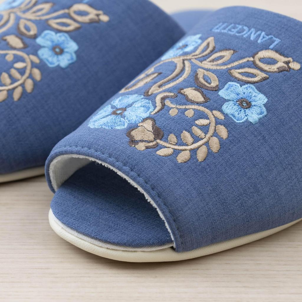 LANCETTI Senko Liguria Size 47168 Slippers, 23.5-25cm, Blue,