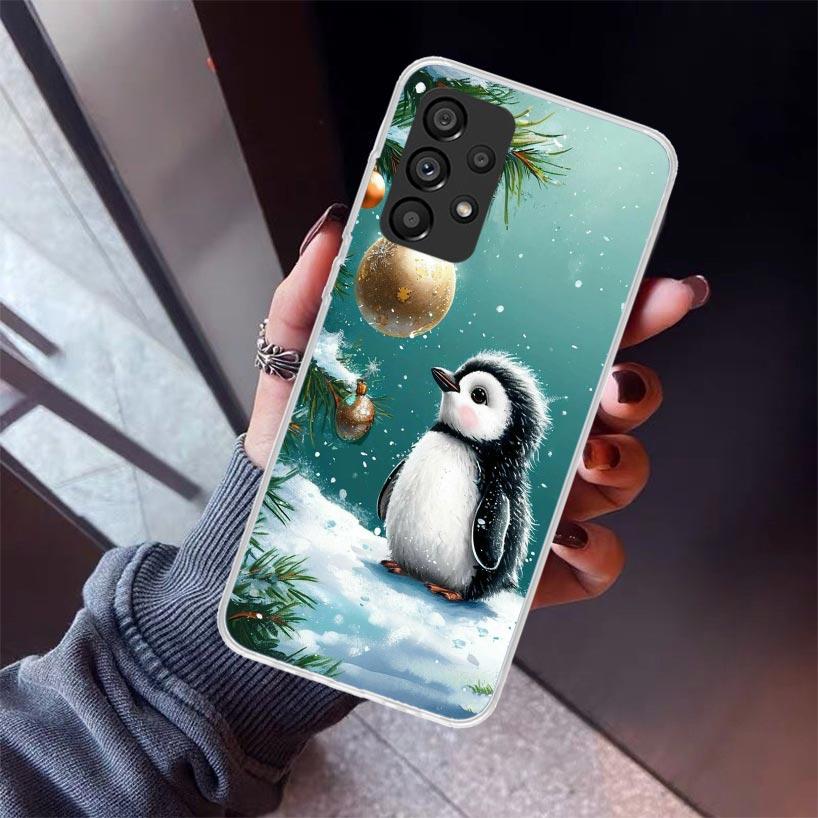 Christmas Penguin Phone Case For Samsung Galaxy A12 A52S A42 A32 A22 A51 A50 Note 20 Ultra 10 S10 Plus A71 A70 A31 A30 A10S Gala