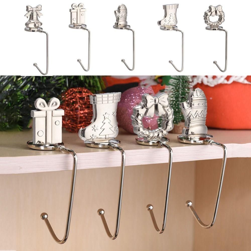 Non-rust Christmas Fireplace Sock Hook Decorative Xmas Door Wreath Hook Hanging Pendant