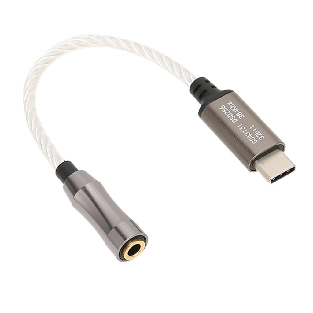 Typ C auf 3,5 mm Kopfhörerverstärker 15 cm 5,9 Zoll 120 dB Kopfhörerverstärker für Android PC Silber