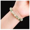 Women's Natural Tianshan Green Jade Bracelet with Round Beads and Floating Flower Design