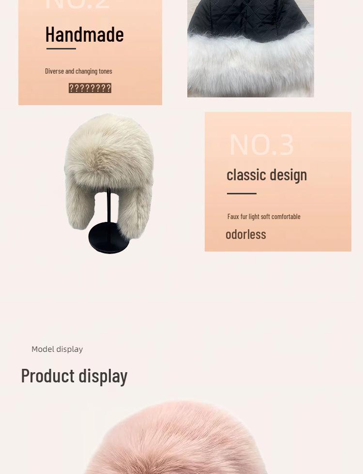 Women's Winter Lei Feng Hat with Faux Fox Fur Ear Protection - Warm, Thick, and Windproof