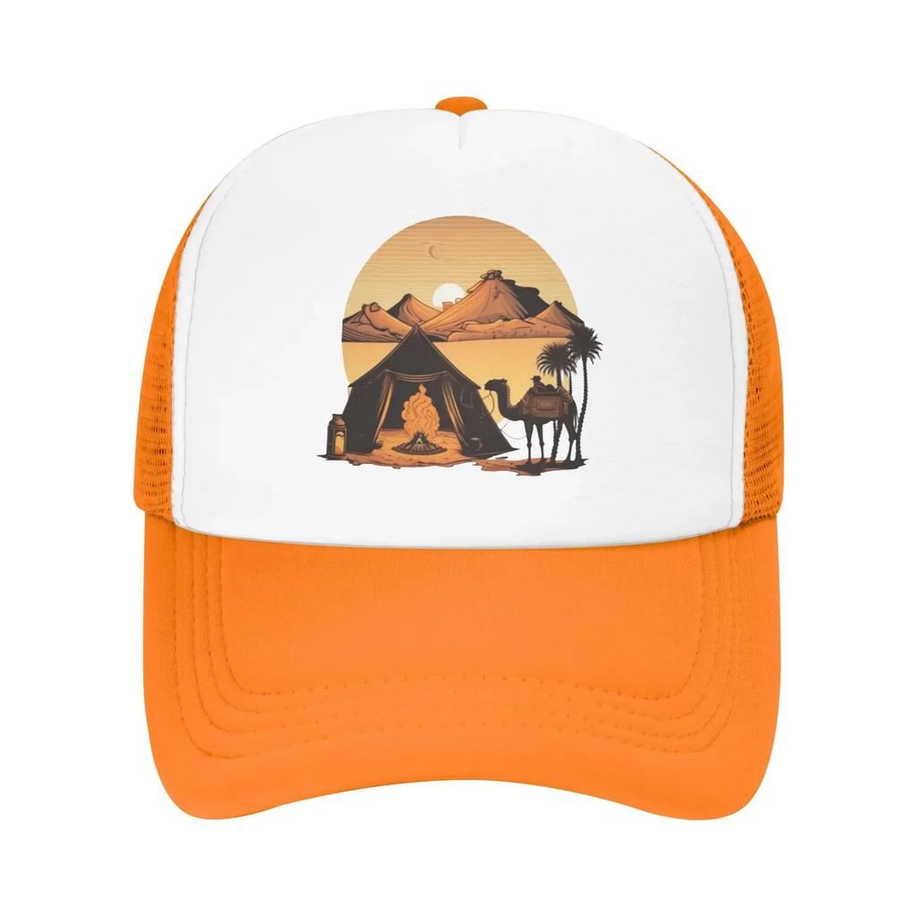 Camels Tea On The Fire Tent Sunset Camping Mesh Baseball Caps Women  Camping Male Beach Bucket Hat Peaked Cap