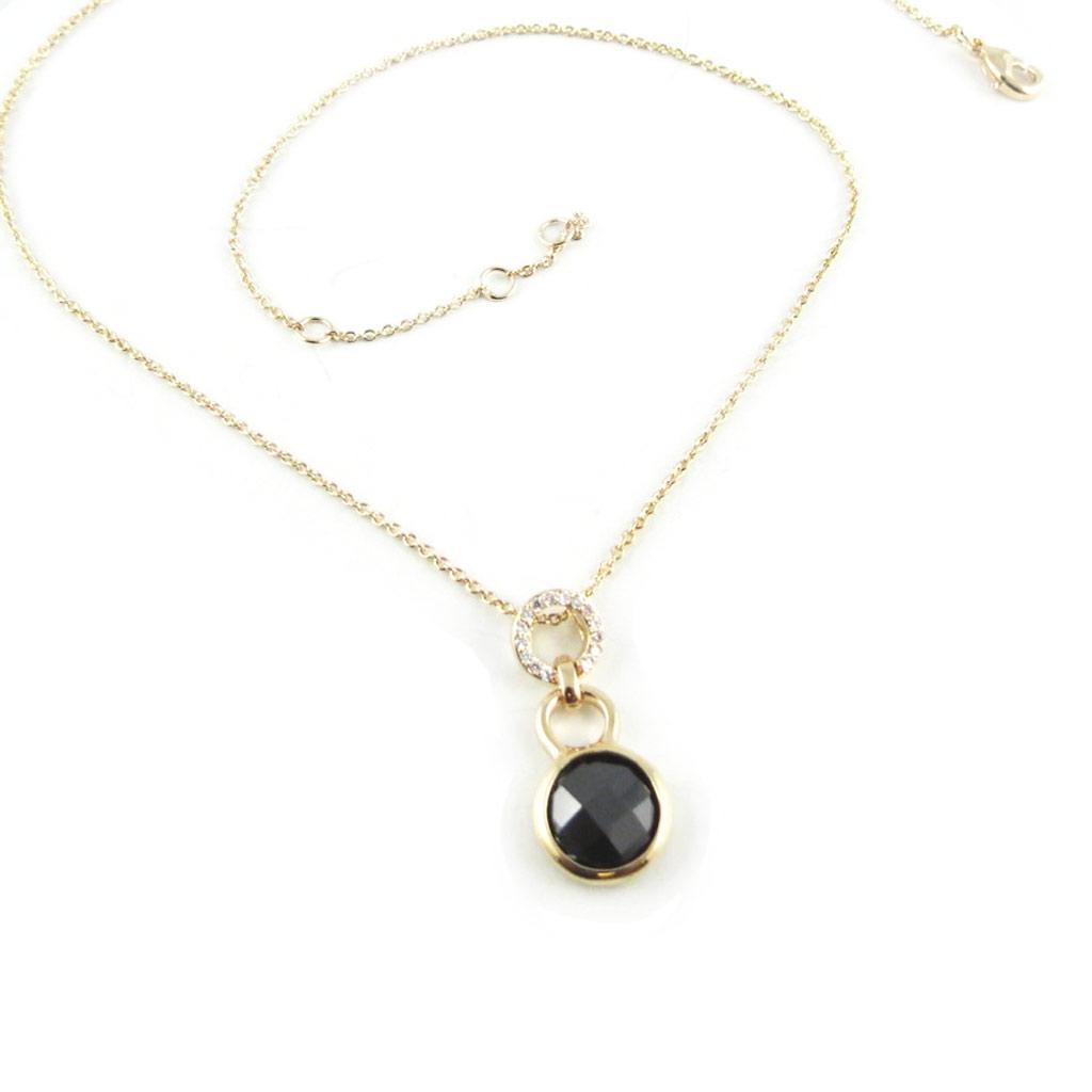 Les Trésors De Lily [L1849] - Black 'Linda' Gold-Plated Necklace