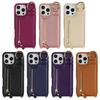 Applicable To iPhone16 Mobile Phone Case 16Pro Solid Color Zipper Change Bag Insert Card Ring Bracket Oblique Span Protective Case