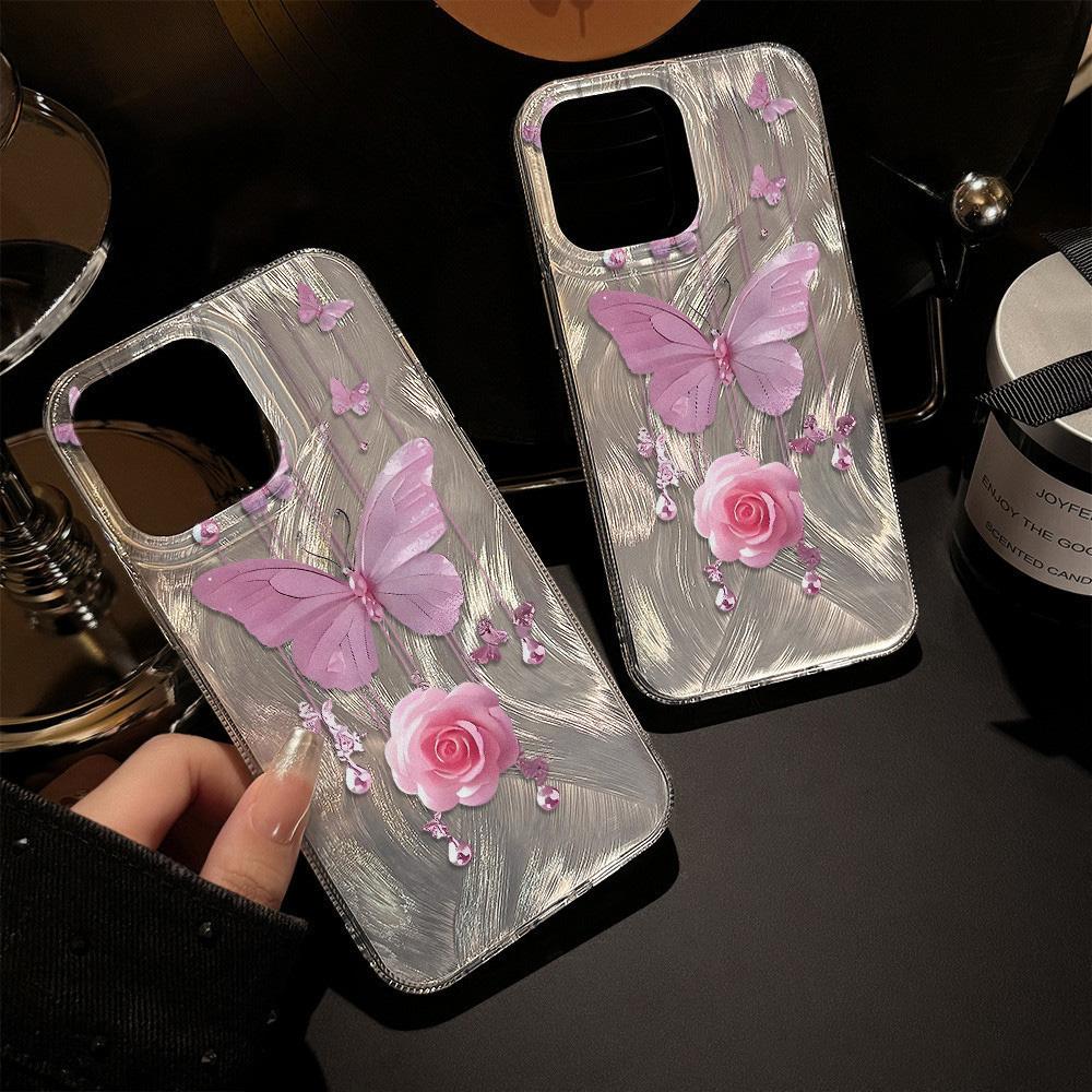 Feather Luster Phone Case for Samsung A53 A14 A33 A12 A32 S24 S23 Plus S20 S21 FE for iPhone 17 15 16 13 Pro 17 16 Pro Max Butterfly Bow Phone Case