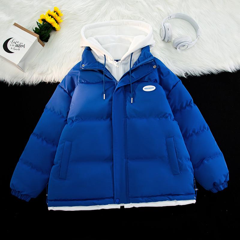 

Мужская зимняя новая утолщенная теплая хлопковая одежда с капюшоном для пар, хлопковая одежда большого размера свободного кроя, имитация двух предметов 3XL