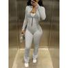 Women's Slim Fit Two-Piece Tracksuit Long Sleeve Zip Front Cardigan Top High Waist Flare Pants Streetwear Loungewear Set
