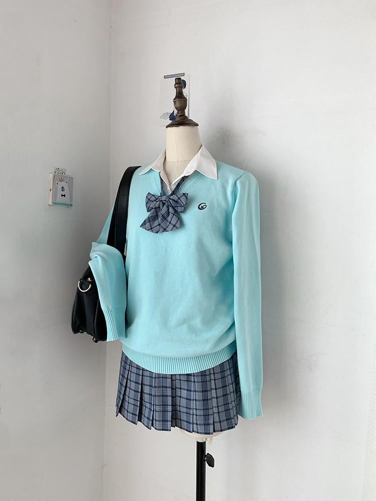 Japanese JK V-Neck Embroidered Sweater - Versatile, Long-Sleeve, College Style for Spring & Autumn