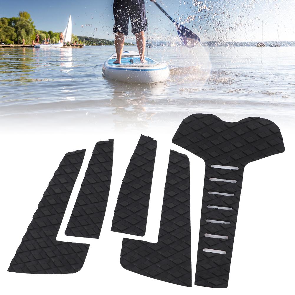 Surfboard Traction Pads Surf Pads EVA Tail Deck Grip AntiSlip Surf Traction Pad(5pcs Black )