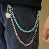 Fashion Square Color Double-layer Trouser Chain, Jeans Chain Color Matching Waist Chain, Hip-hop Trouser Chain