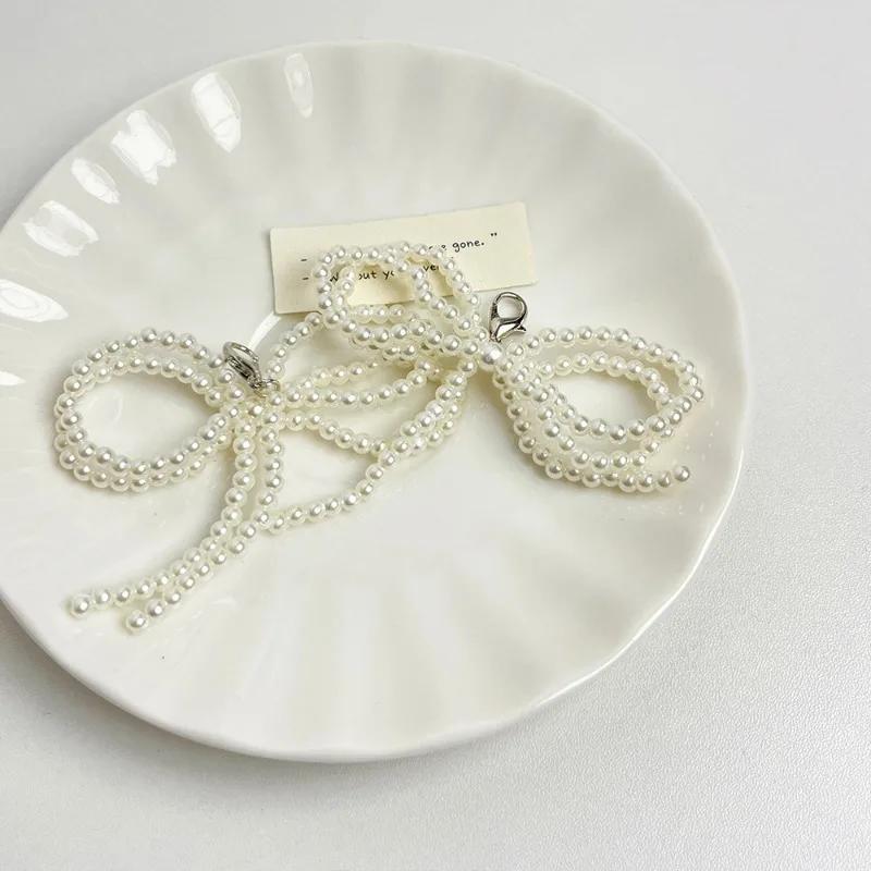 

2PC DIY Decoration Keychain Bag Pendant Bow Shoelace Chain Decoration Shoes Clip Double Layered Pearl Bowknot Charm Shoe Buckle