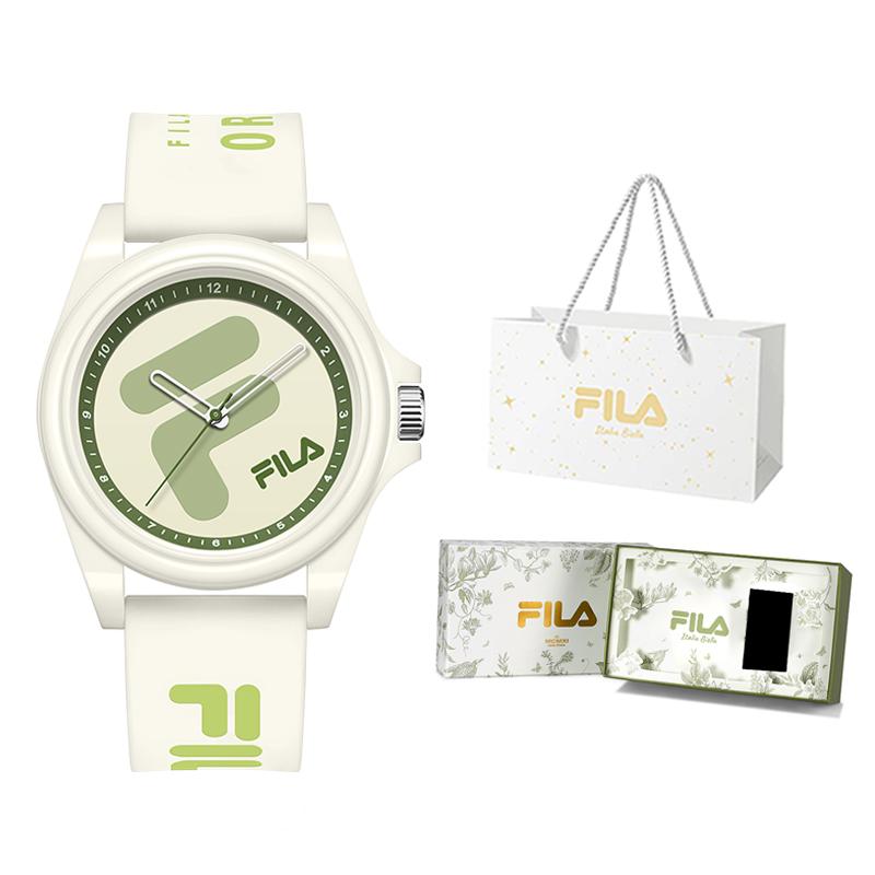 FILA Dream Castle Series Monet Green Watch Quartz Movement Silicone Strap Beige Dial Unisex Sports Jelly Watch Unisex watches 46FLM38-6568-003F