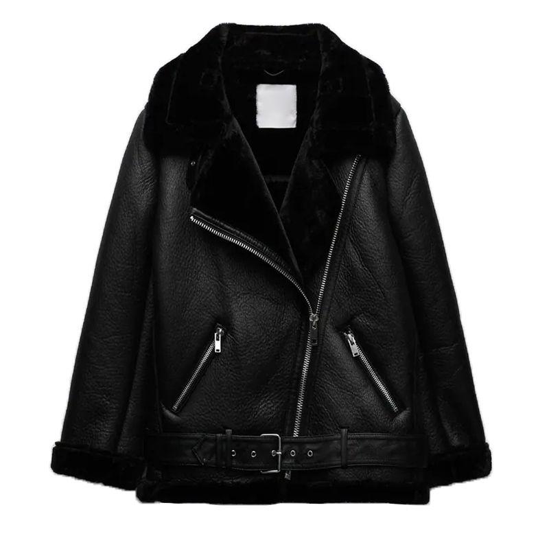 

Черный с дополнительной подкладкой Зимний новый локомотивный двусторонний жакет с меховой подкладкой Black XS