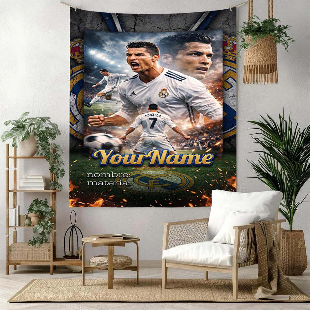 Cristiano Ronaldo Custom Your Name Wall Decor Tapestry Art For Pet Memorial Birthdaywedding Party Backdrop Family Gift