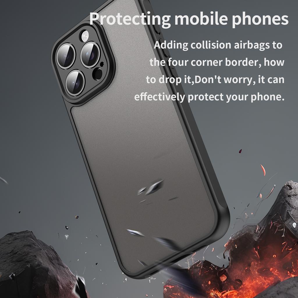 For iPhone 15 Pro Case with Screen Film WANLONFENG FD Series Skin Touch TPU PC Phone Back Cover