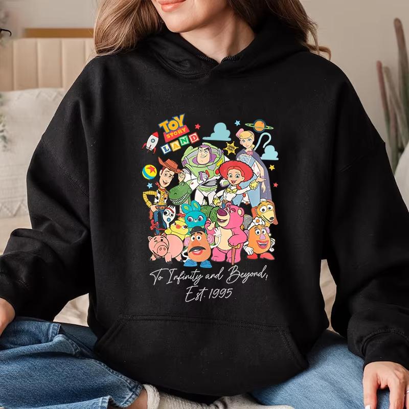 Disney Toy Story Lands At Infinity and Beyond 1995 Printed Women's Fall/Winter Hoodie Sports Sweater Loose Top Casual Wear