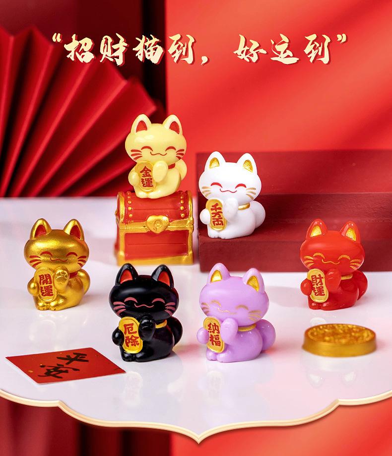 9Pcs Cute Good Luck Cat Mini Figurines Miniature DIY Decorative Micro Landscape Fortune Lucky Cat Car Desktop Home Ornaments
