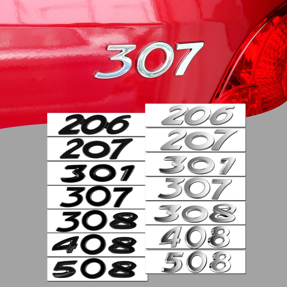 Autocollants Emblèmes de Coffre de Carrosserie de Voiture ABS 3D Pour Peugeot 206 207 301 307 308 408 508 2008 3008 5008 107 Badge Lettre Autocollant Accessoires