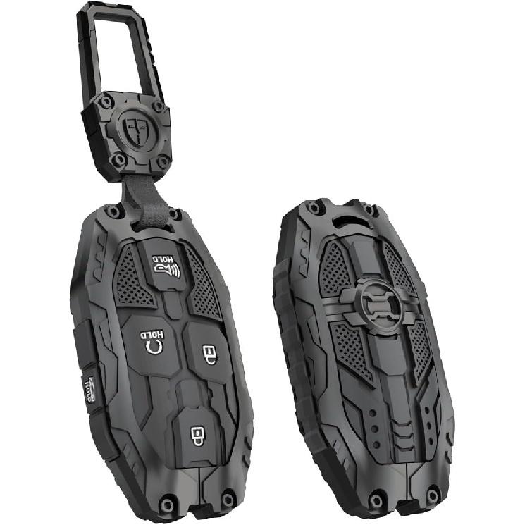 

for Hyundai Key Fob Cover with keychian,Heavy Key Case Protection Compatible with 2025 2024 Hyundai Sonata, Santa Fe, Tucson, KONA, Grandeur, Ioniq 5 Button-Black
