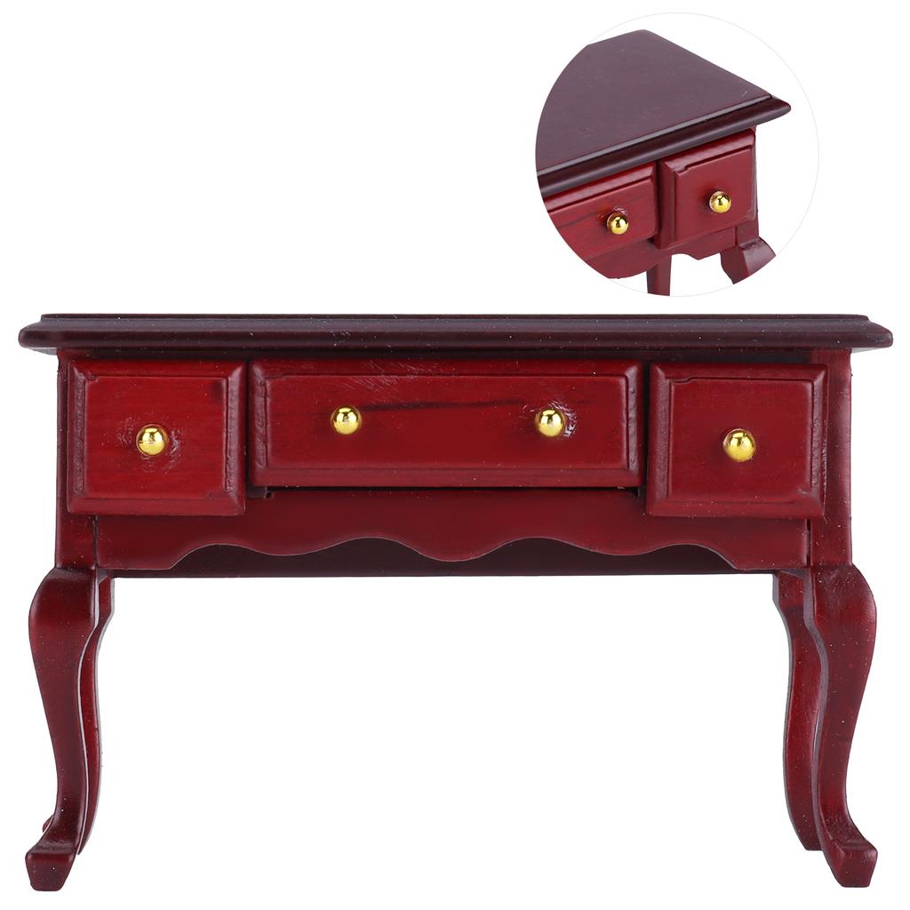 Mini Wooden Dollhouse Table DIY Miniature Dollhouse Desk Furnishings Accessories