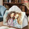 1pc Sisters-Themed Tissue Box Suitable for Napkins & Tissues, Compact Reusable Tissue Dispenser with Sisters' Love, Holder for Kitchen, Living Room,,